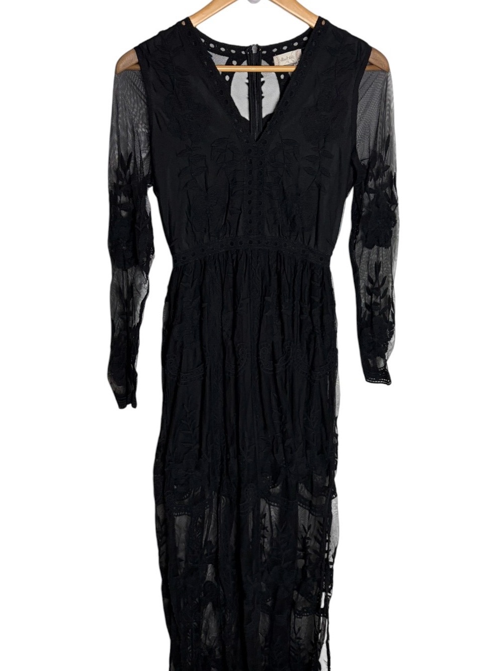 Altar’d state black embroidered mesh maxi dress size S